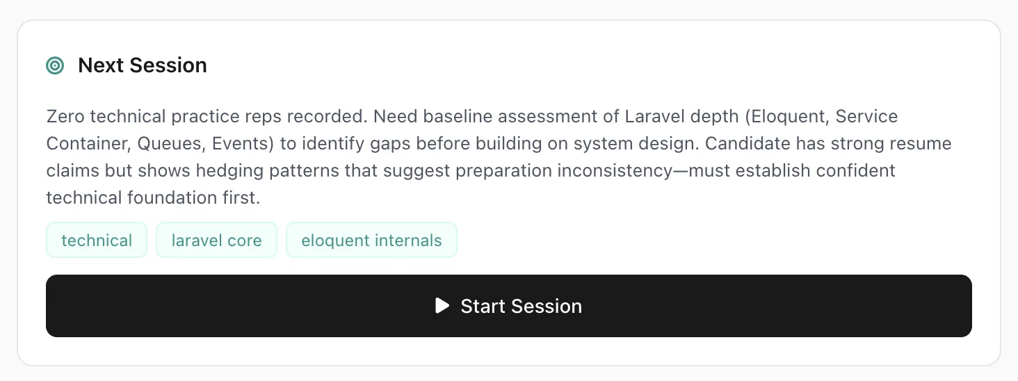 Next session recommendation with topic tags