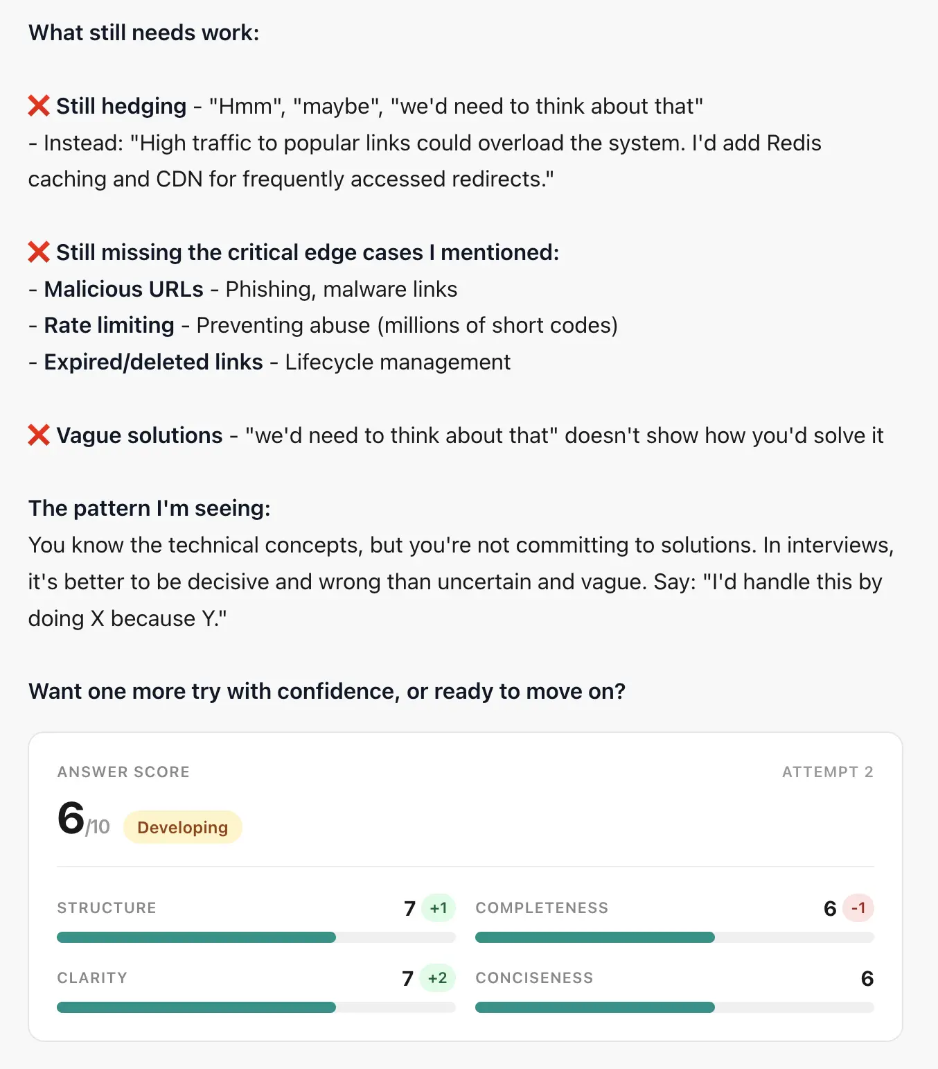 Aria scorecard with detailed dimensions