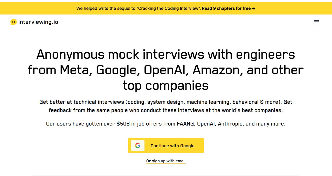 Interviewing.io landing page