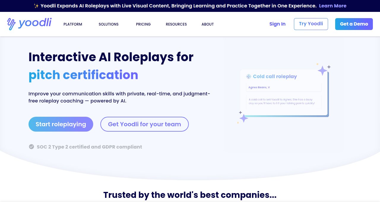 Yoodli landing page