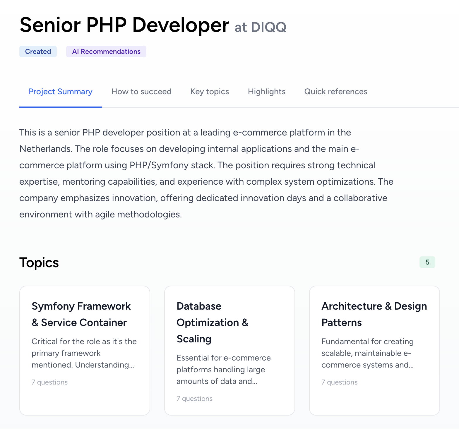 Example of how preparation for backend interview role looks like