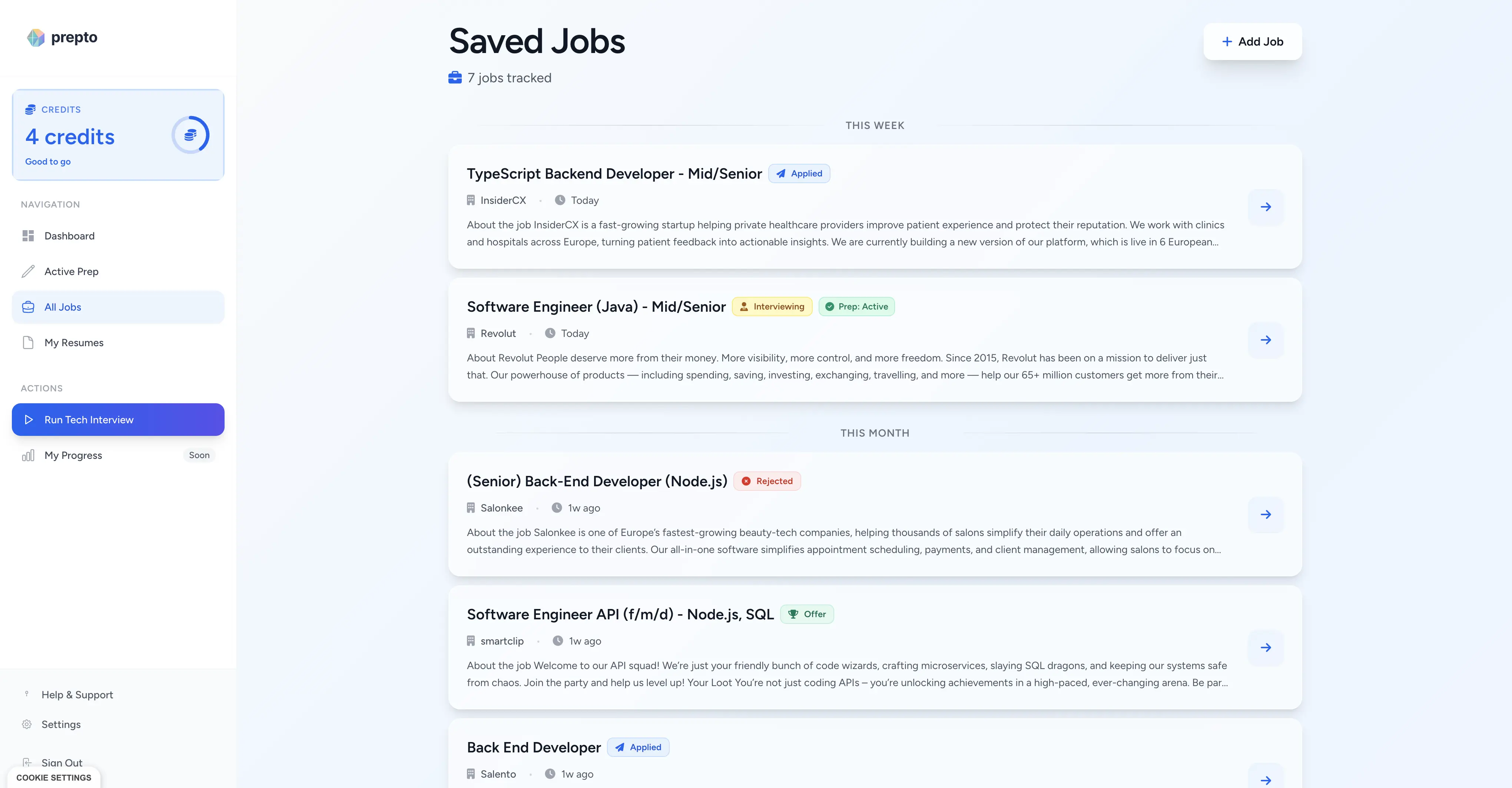 See all your active roles, stages, and prep status in one view